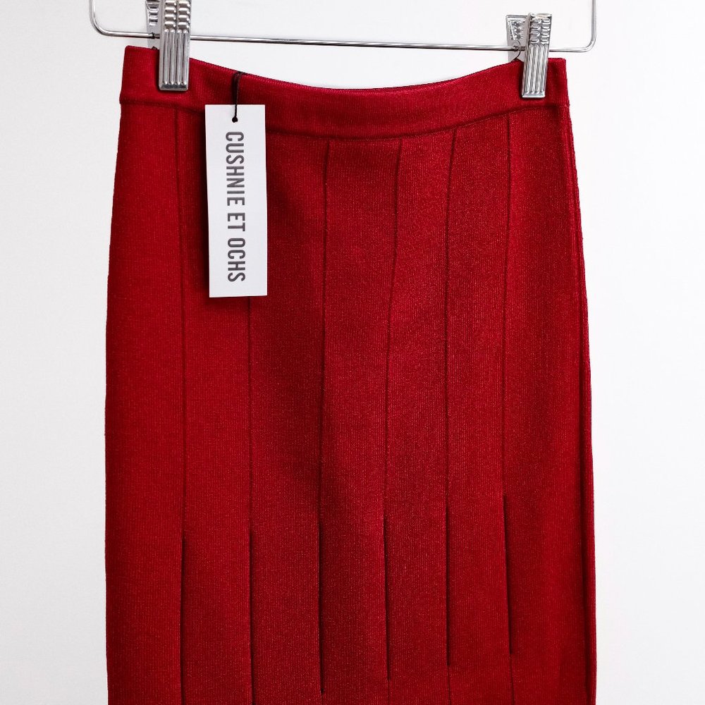 Cushnie Et Ochs FW16 Ruby Red Pencil Skirt With Slits